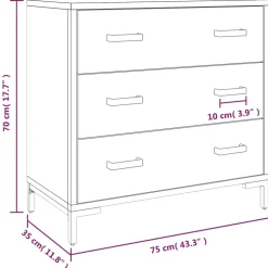 vidaXL Ladekast 75x35x70 cm massief grenenhout