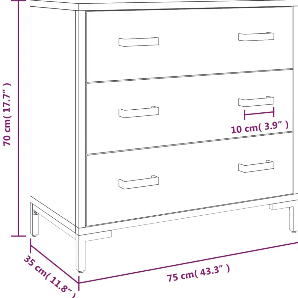 vidaXL Ladekast 75x35x70 cm massief grenenhout