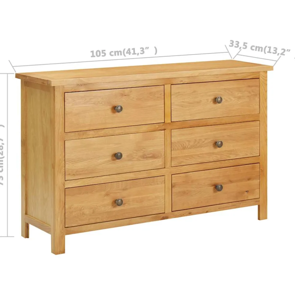 vidaXL Ladekast 105x33,5x73 cm massief eikenhout