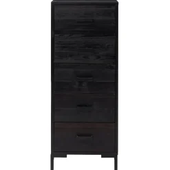 vidaXL Ladekast 42x35x110 cm massief grenenhout zwart