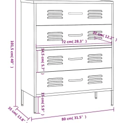 vidaXL Ladekast 80x35x101,5 cm staal antracietkleurig