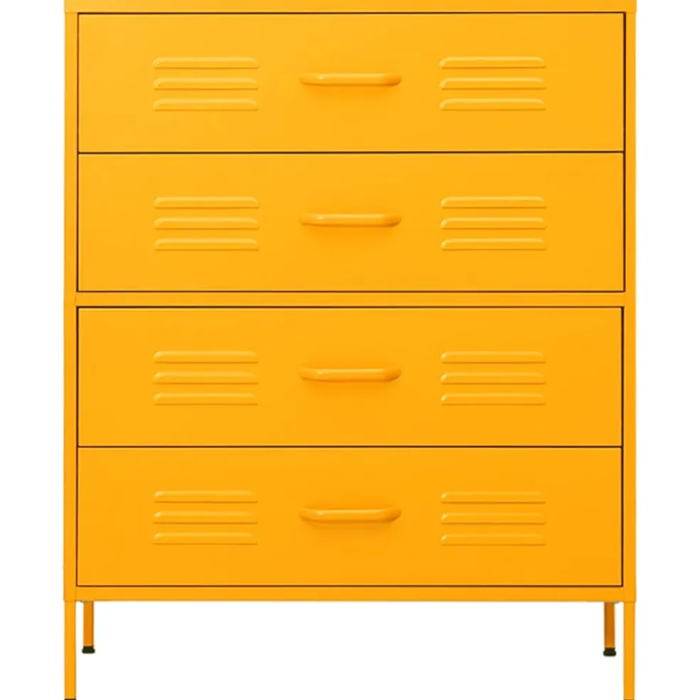 vidaXL Ladekast 80x35x101,5 cm staal mosterdgeel
