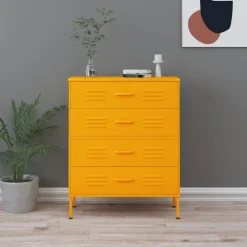 vidaXL Ladekast 80x35x101,5 cm staal mosterdgeel