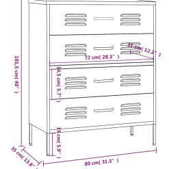 vidaXL Ladekast 80x35x101,5 cm staal mosterdgeel