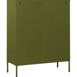 vidaXL Ladekast 80x35x101,5 cm staal olijfgroen