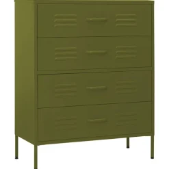 vidaXL Ladekast 80x35x101,5 cm staal olijfgroen