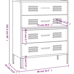 vidaXL Ladekast 80x35x101,5 cm staal olijfgroen