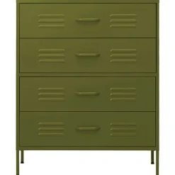 vidaXL Ladekast 80x35x101,5 cm staal olijfgroen