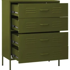 vidaXL Ladekast 80x35x101,5 cm staal olijfgroen