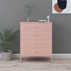 vidaXL Ladekast 80x35x101,5 cm staal roze