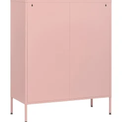 vidaXL Ladekast 80x35x101,5 cm staal roze
