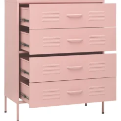 vidaXL Ladekast 80x35x101,5 cm staal roze
