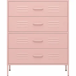 vidaXL Ladekast 80x35x101,5 cm staal roze