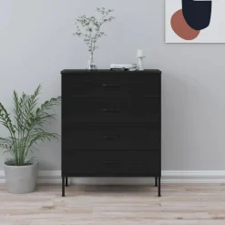 vidaXL Ladekast 80x35x101,5 cm staal zwart