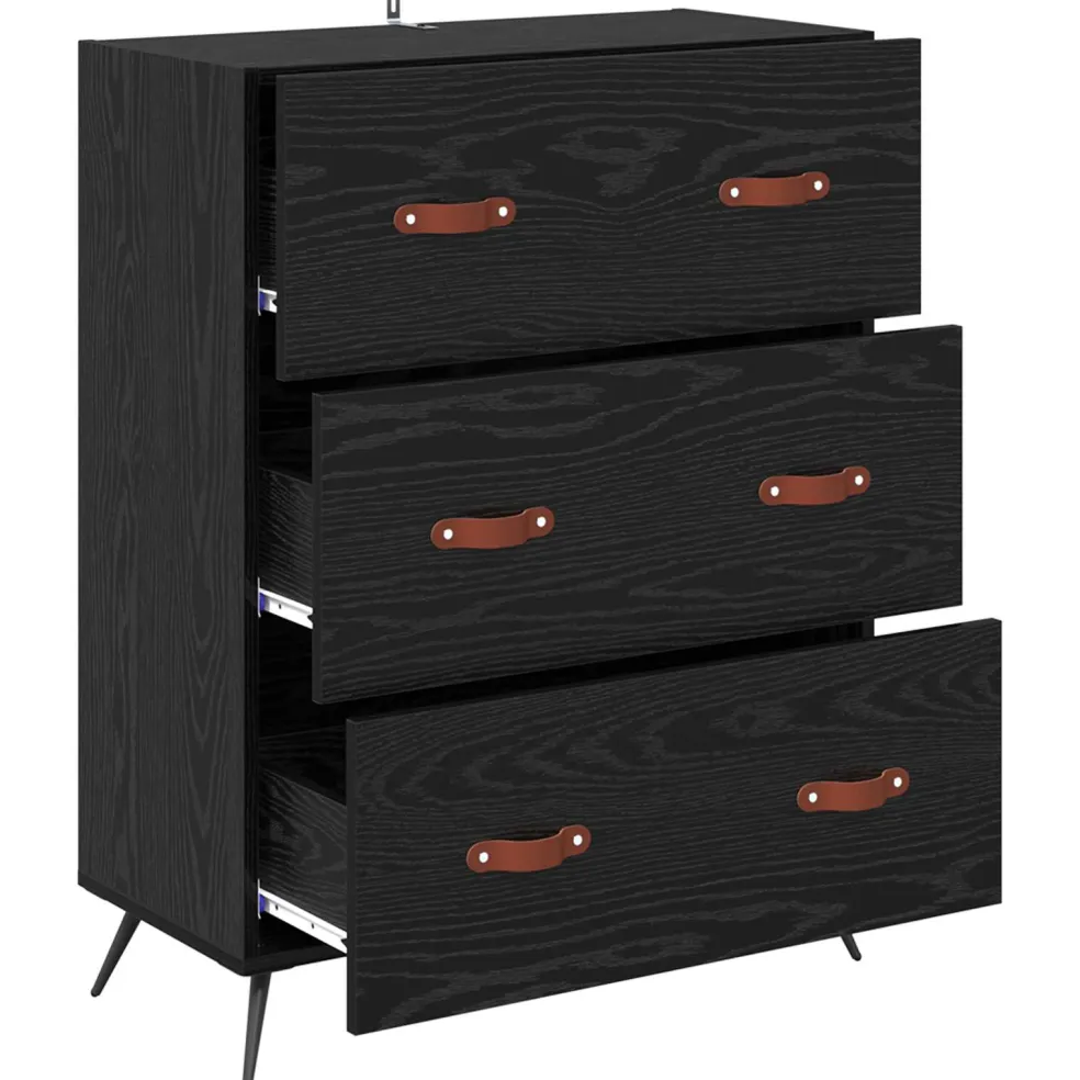 vidaXL Ladekast Zwarte Eik 69,5 x 34 x 90 cm Geconstrueerd hout