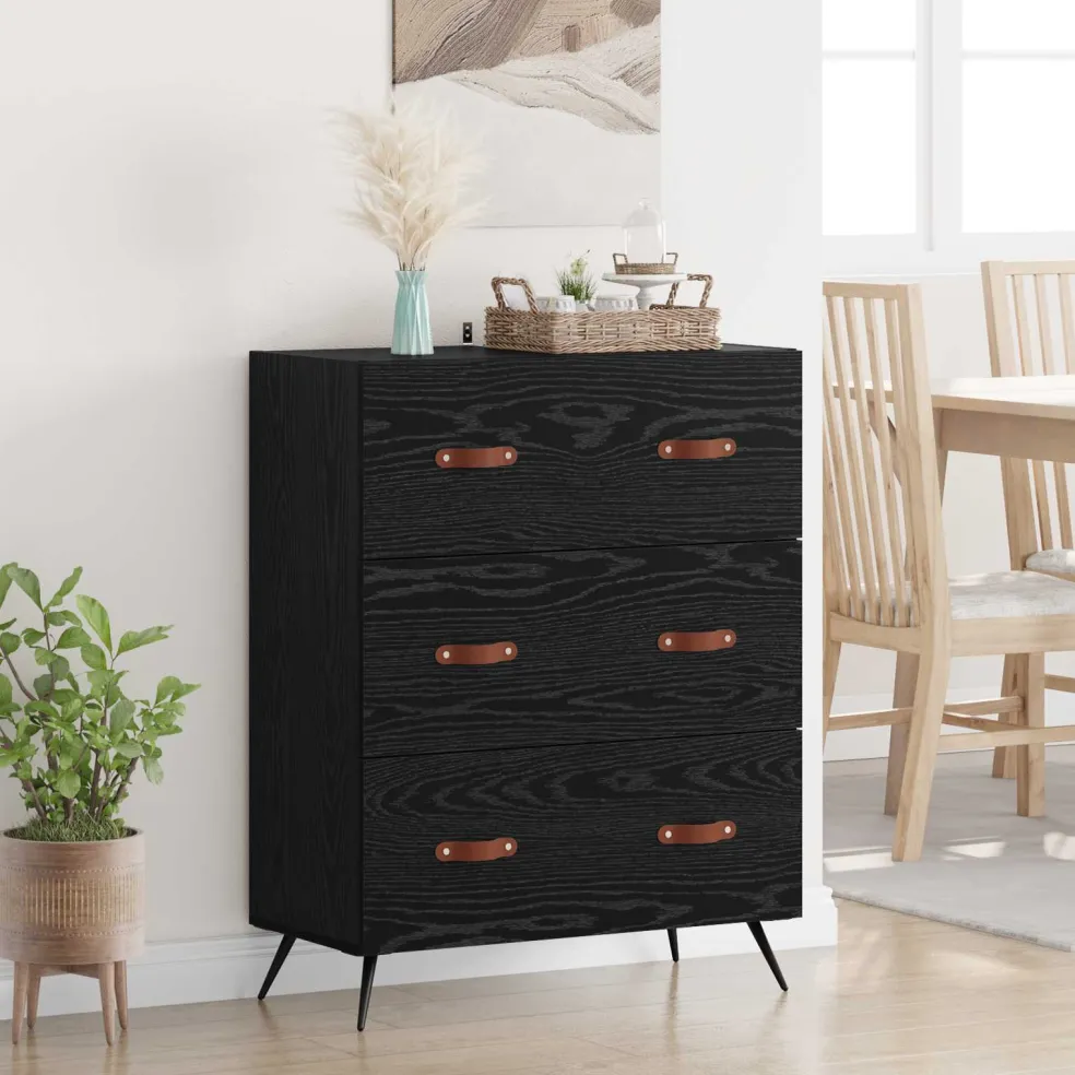 vidaXL Ladekast Zwarte Eik 69,5 x 34 x 90 cm Geconstrueerd hout