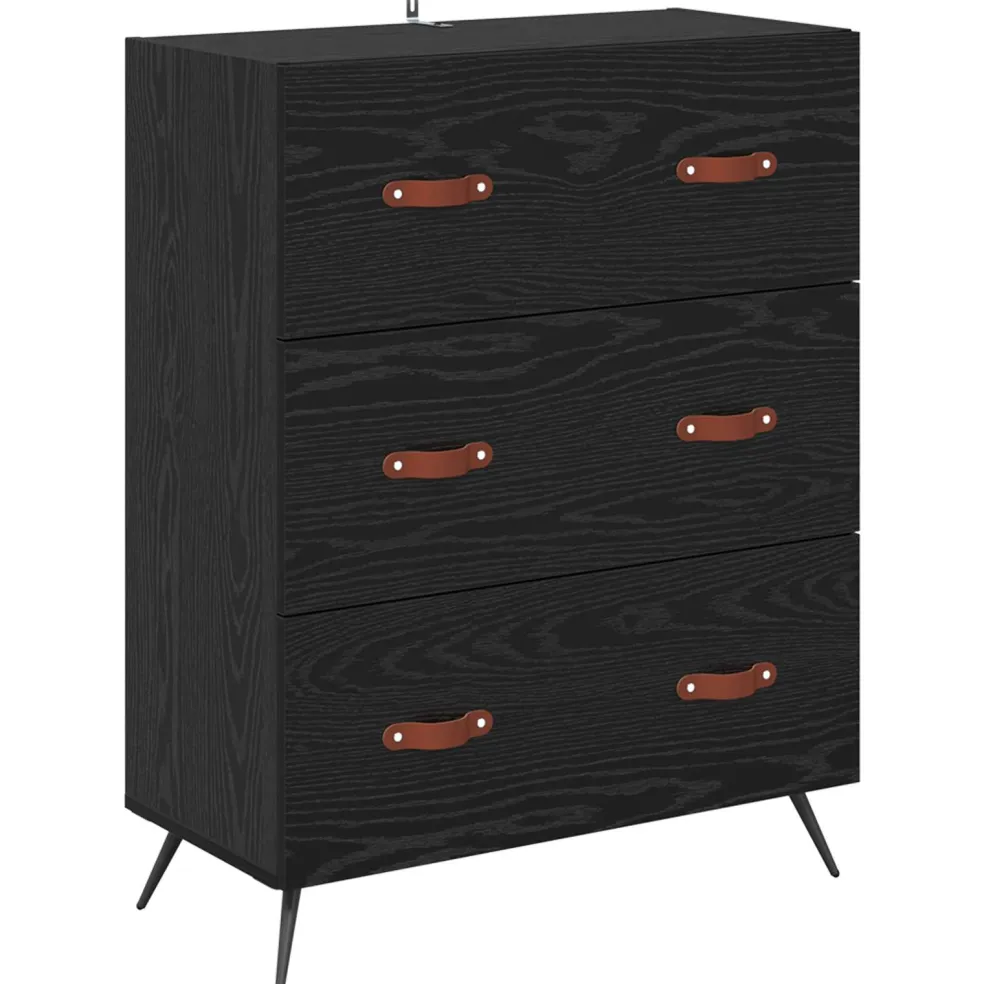 vidaXL Ladekast Zwarte Eik 69,5 x 34 x 90 cm Geconstrueerd hout