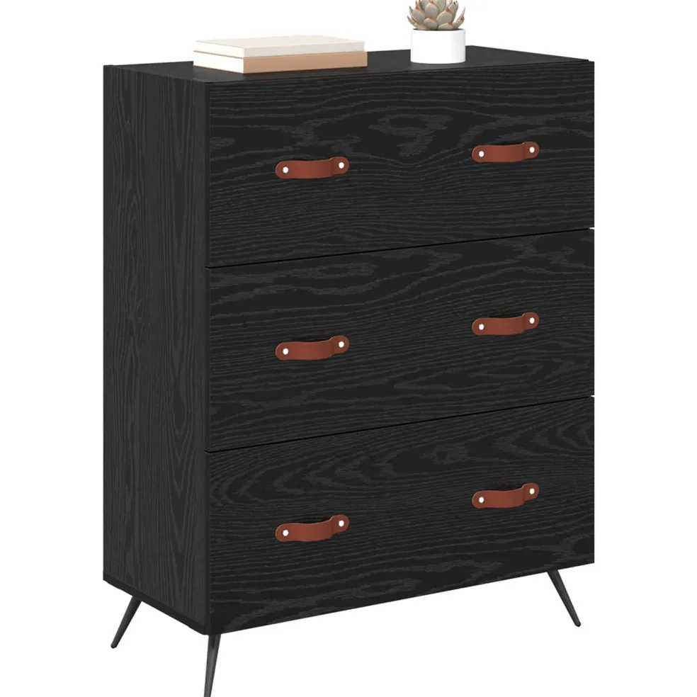 vidaXL Ladekast Zwarte Eik 69,5 x 34 x 90 cm Geconstrueerd hout