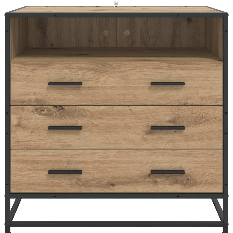 vidaXL Ladenkast 3-Lade Artisanaal eiken 70 x 41 x 70 cm Bewerkt hout