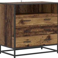 vidaXL Ladenkast 3-Lade Oud hout 70 x 41 x 70 cm Bewerkt hout