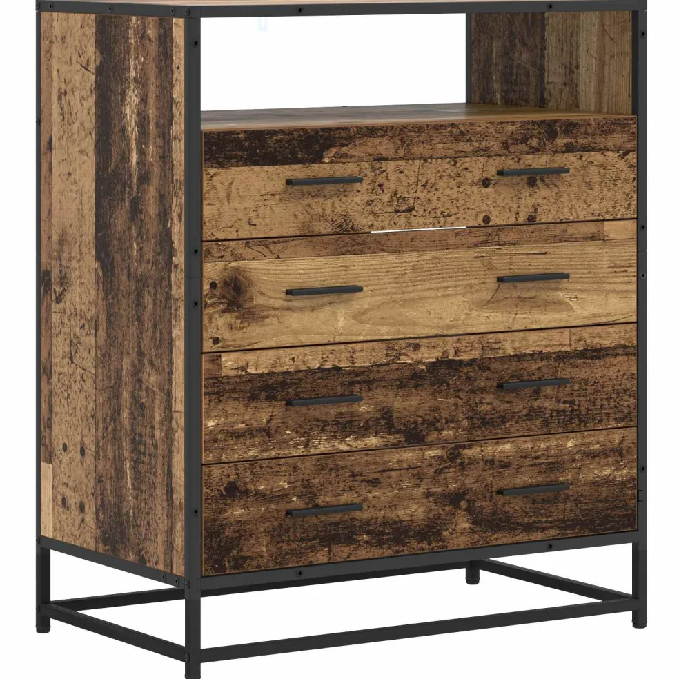 vidaXL Ladenkast 4-Lade Oud hout 70 x 41 x 83,5 cm Bewerkt hout