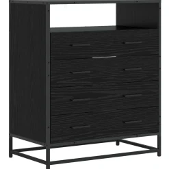 vidaXL Ladenkast 4-Lade Zwart eiken 70 x 41 x 83,5 cm Bewerkt hout