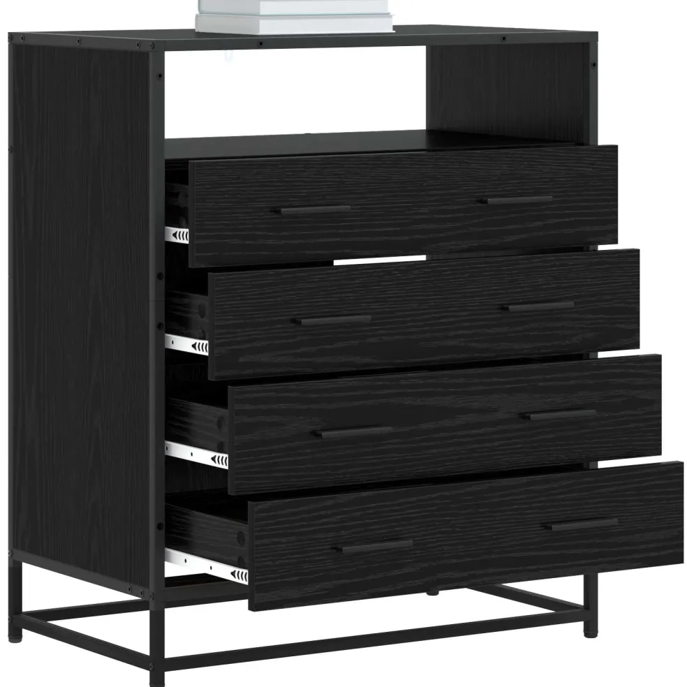 vidaXL Ladenkast 4-Lade Zwart eiken 70 x 41 x 83,5 cm Bewerkt hout