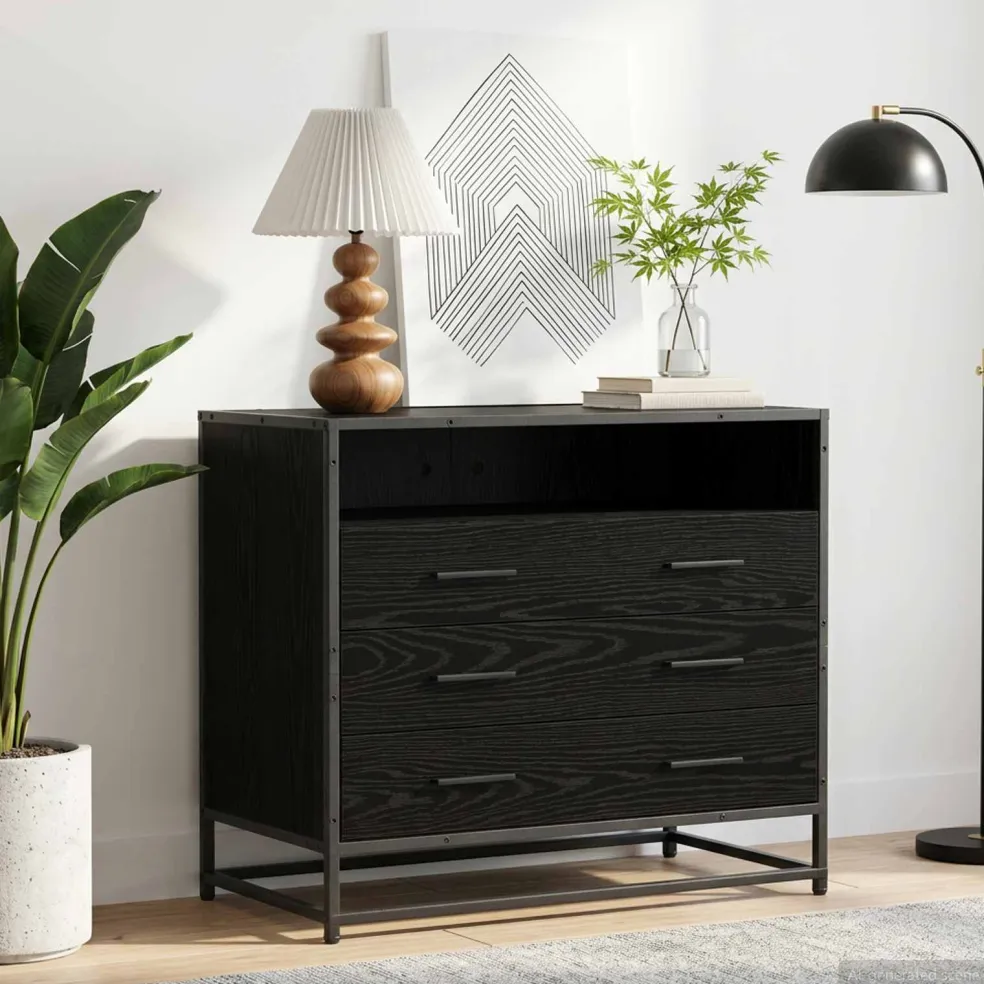 vidaXL Ladenkast 3-Lade Zwart eiken 70 x 41 x 70 cm Bewerkt hout