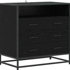 vidaXL Ladenkast 3-Lade Zwart eiken 70 x 41 x 70 cm Bewerkt hout