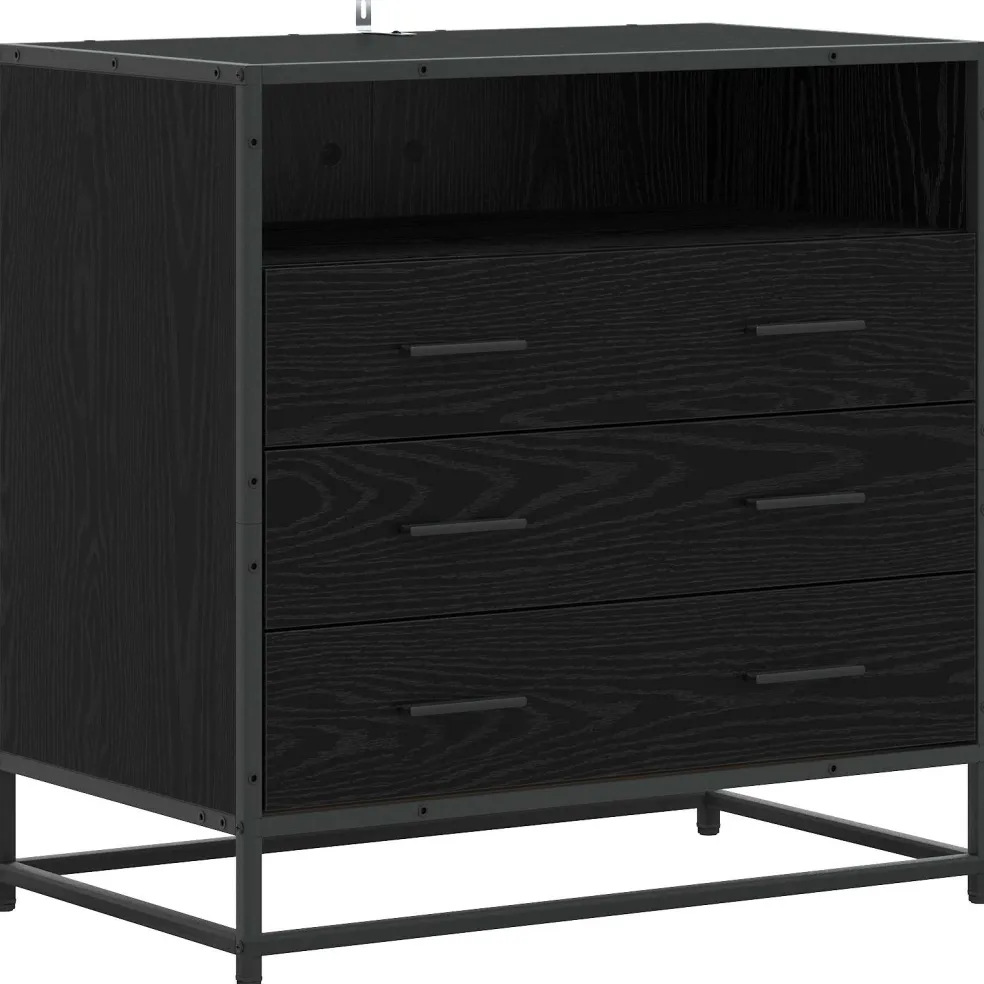 vidaXL Ladenkast 3-Lade Zwart eiken 70 x 41 x 70 cm Bewerkt hout