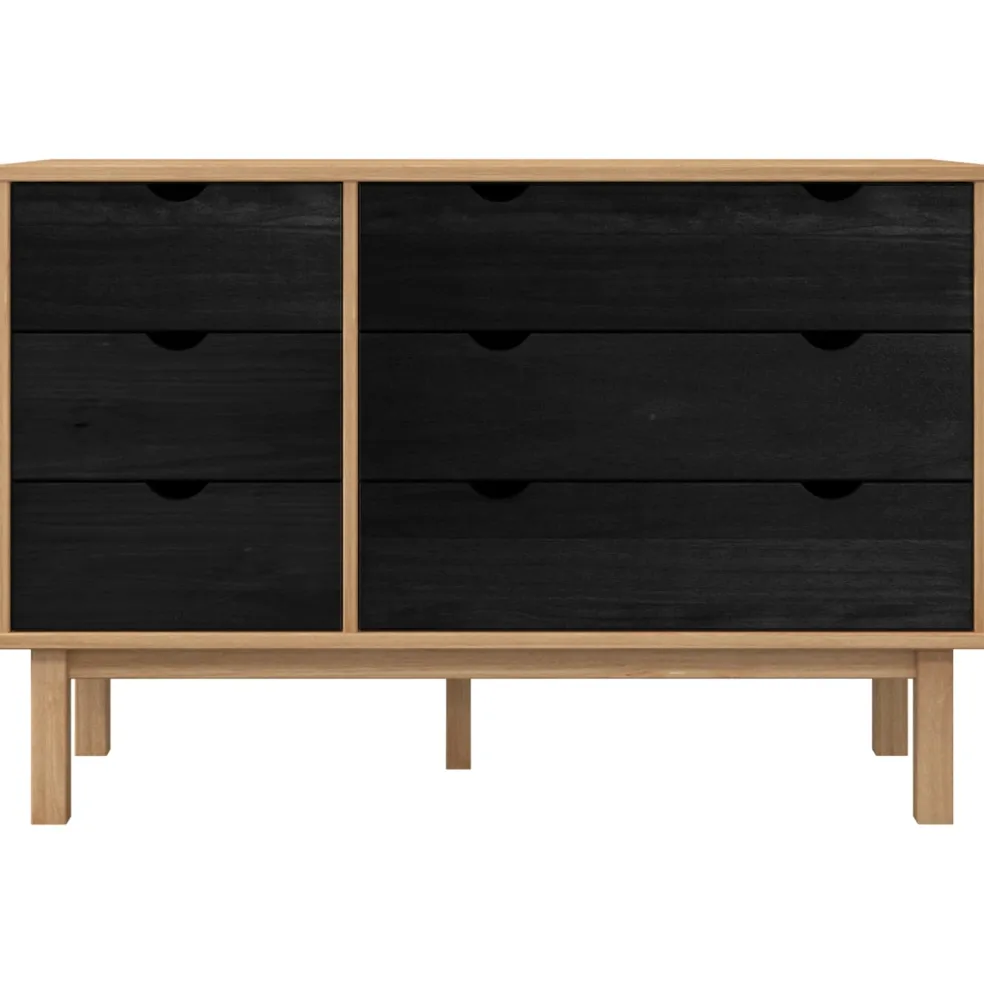 vidaXL Ladenkast OTTA Zwart 111 x 43 x 73,5 cm Massief grenenhout