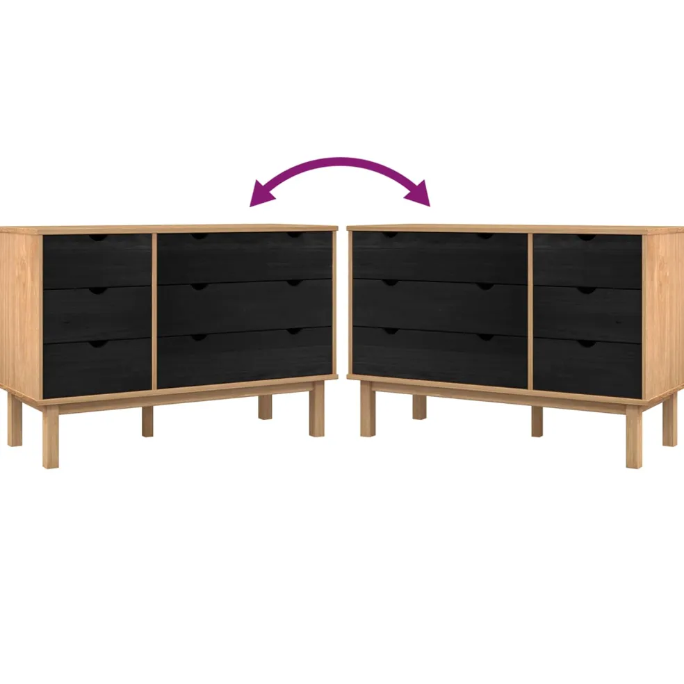 vidaXL Ladenkast OTTA Zwart 111 x 43 x 73,5 cm Massief grenenhout