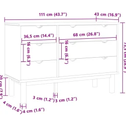 vidaXL Ladenkast OTTA Zwart 111 x 43 x 73,5 cm Massief grenenhout