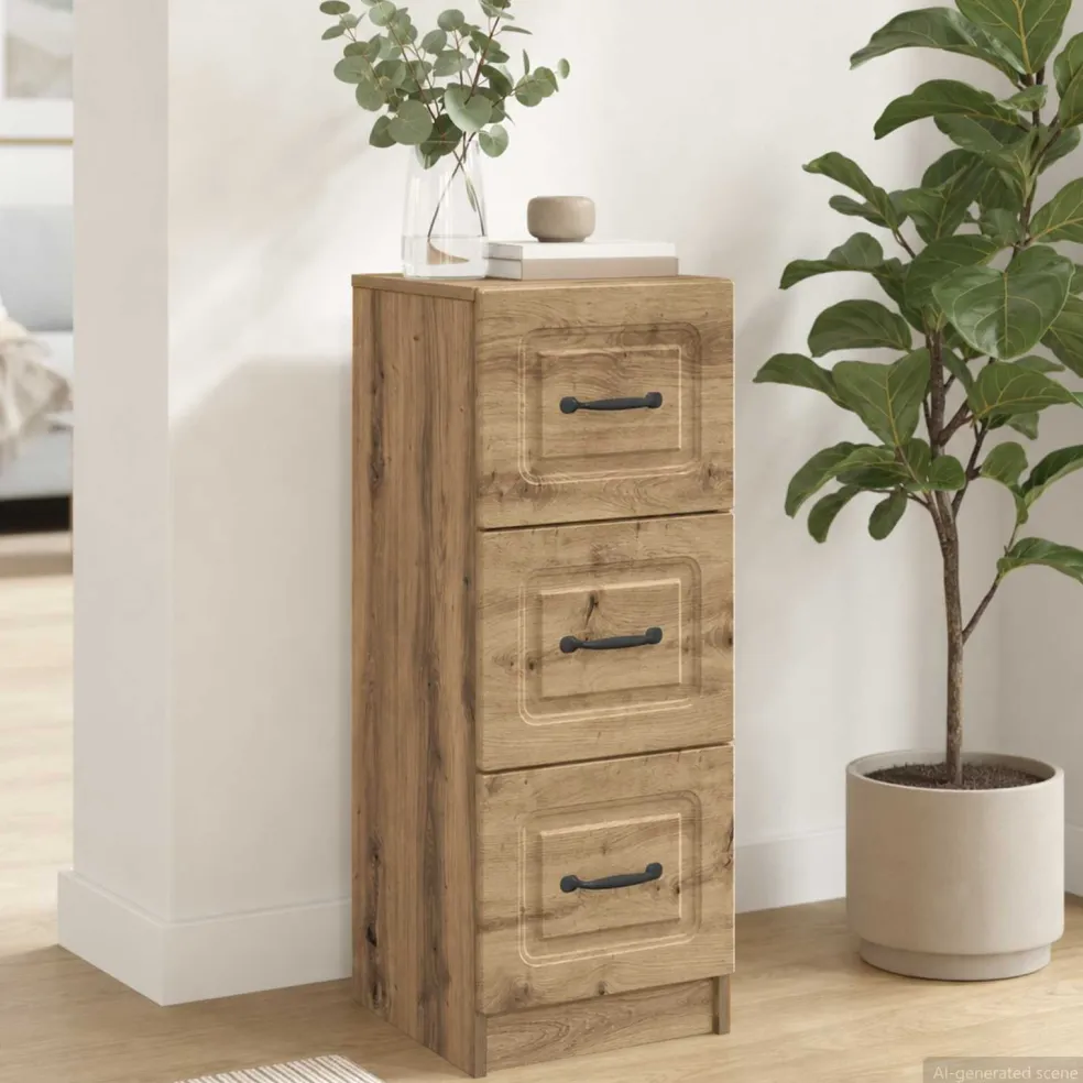 vidaXL Ladenkast 33 x 34,5 x 87 cm Bewerkt hout Artisanaal eiken