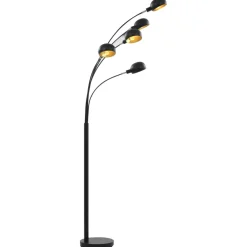 vidaXL Lamp staand 5xE14 200 cm zwart en goud