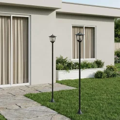 vidaXL Lantaarnpaal Set 2 st Zwart 16 x 16 x 156 cm RVS en ABS