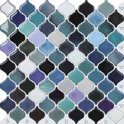 vidaXL Lanturn Tegel 10 st Blauw Groen 27 x 27 cm Polyurethaan en PET