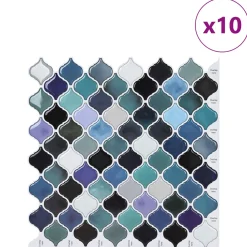 vidaXL Lanturn Tegel 10 st Blauw Groen 27 x 27 cm Polyurethaan en PET