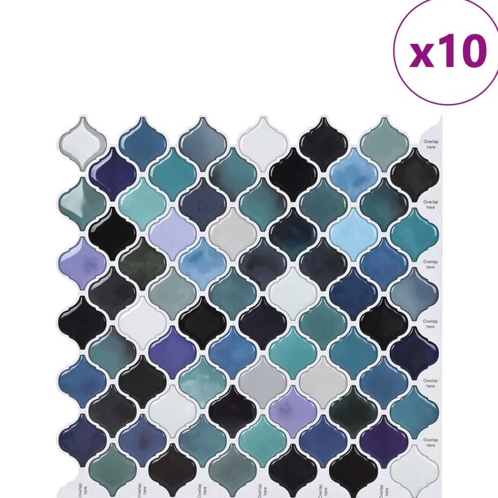 vidaXL Lanturn Tegel 10 st Blauw Groen 27 x 27 cm Polyurethaan en PET