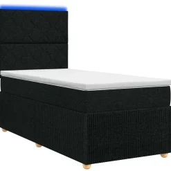 vidaXL LED Boxspring Bed met Matras Zwart 80 x 200 cm Stof