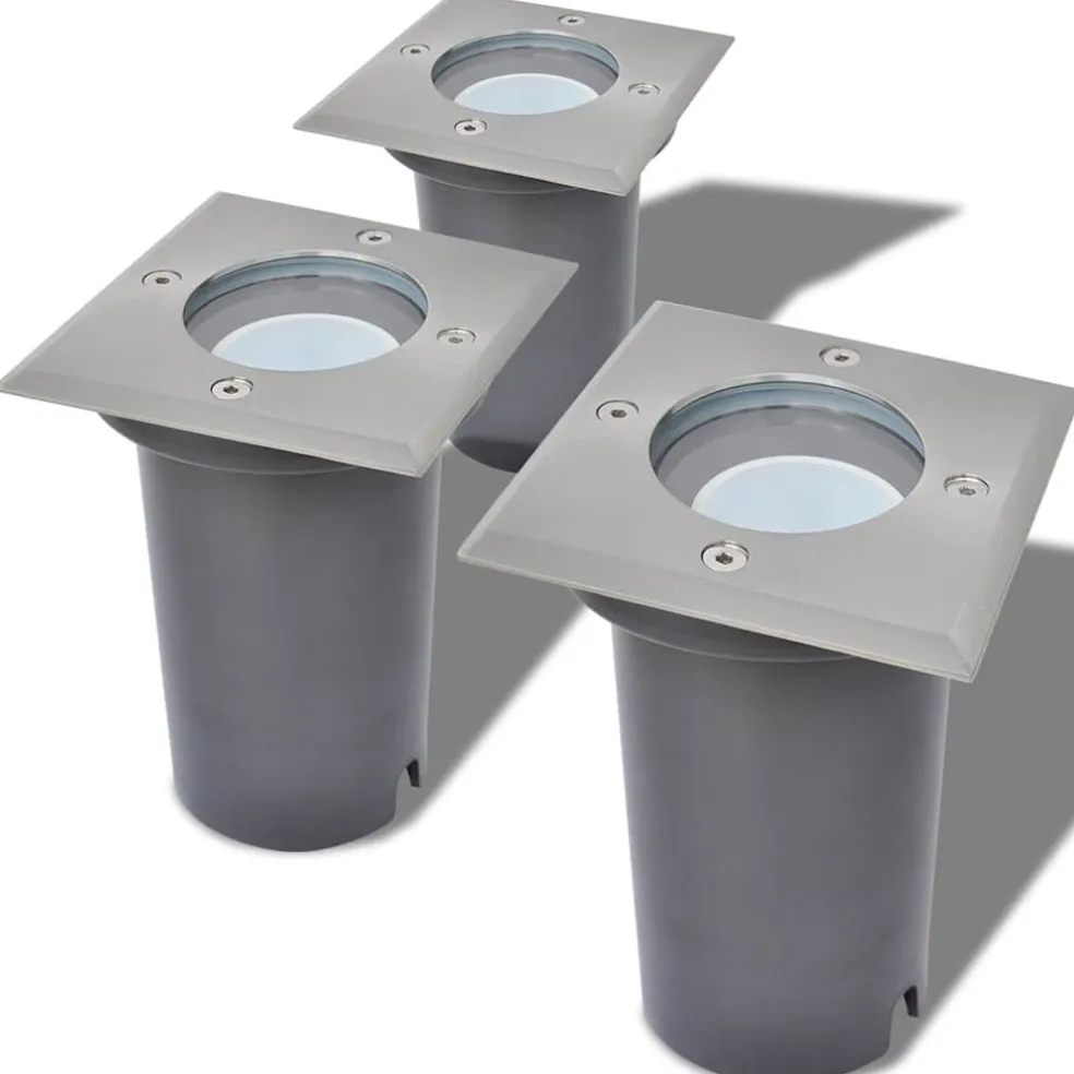vidaXL LED-Grondspots buiten 3 stuks vierkant