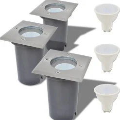 vidaXL LED-Grondspots buiten 3 stuks vierkant