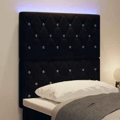 vidaXL LED Hoofdbord met LED-stripverlichting Zwart 80 cm Fluweel