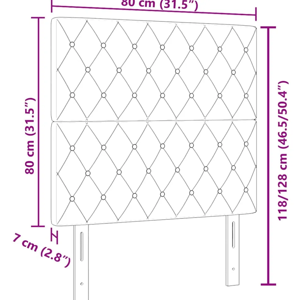 vidaXL LED Hoofdbord met LED-stripverlichting Zwart 80 cm Fluweel