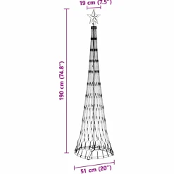 vidaXL LED Kerstboom Multikleur 51 x 51 x 190 cm Metaal