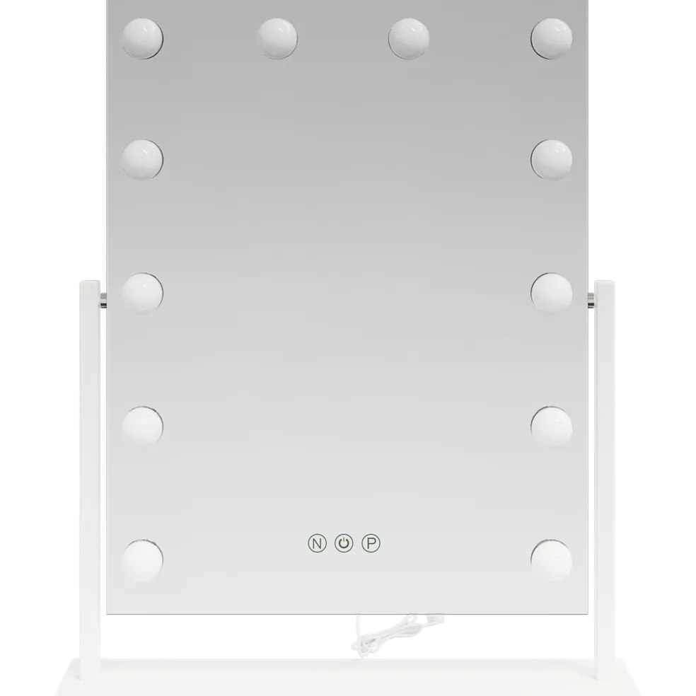 vidaXL LED Make-up Spiegel Wit 44 x 10 x 53 cm Glas en Staal