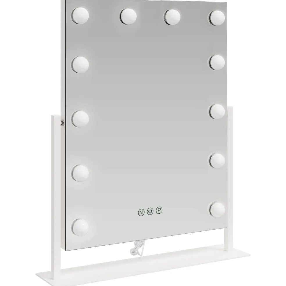 vidaXL LED Make-up Spiegel Wit 44 x 10 x 53 cm Glas en Staal