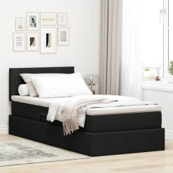 vidaXL LED Opslagbed met Matras Zwart 90 x 190 cm Stof
