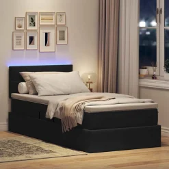 vidaXL LED Opslagbed met Matras Zwart 90 x 190 cm Stof