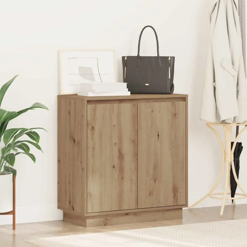 vidaXL LED Sideboard Artisanaal eiken 71 x 34,5 x 75 cm Bewerkt hout